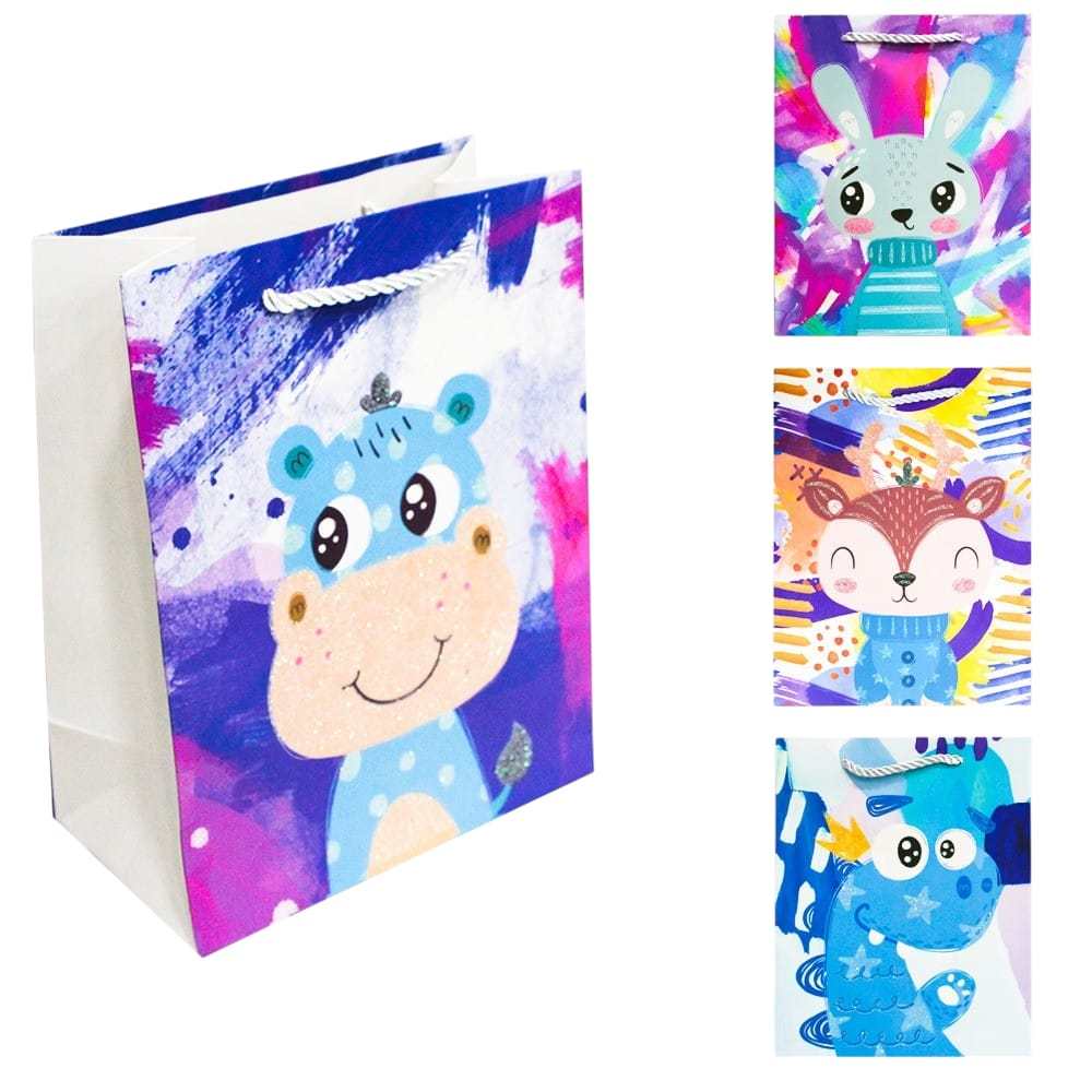 SACOLA PRESENTE LUXO BICHINHOS GLITER 23X18X10CM